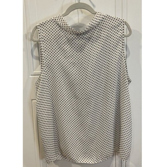 EUC Jon & Anna 3xl Sleeveless White and Black Polka Dot Tie Neck Blouse Classic - Picture 5 of 7